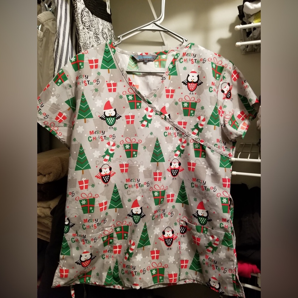Serene Uniforms Christmas Scrub Top